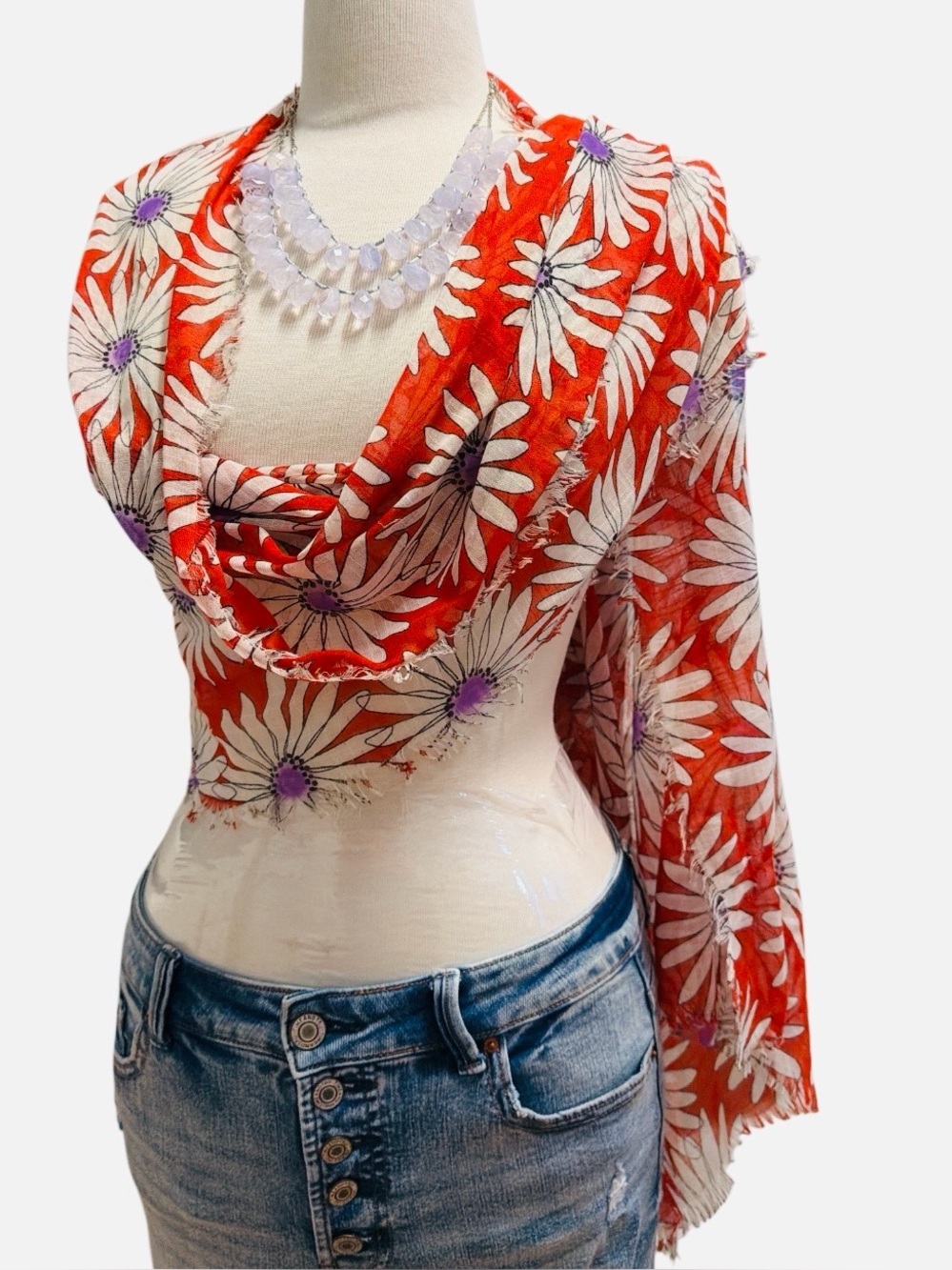 Red Floral Daisy Wrap Shirt